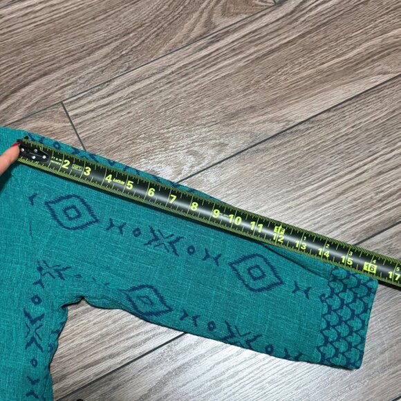 Vintage 90s Teal Geometric Tunic Button-Up – Size L - Picture 5 of 15